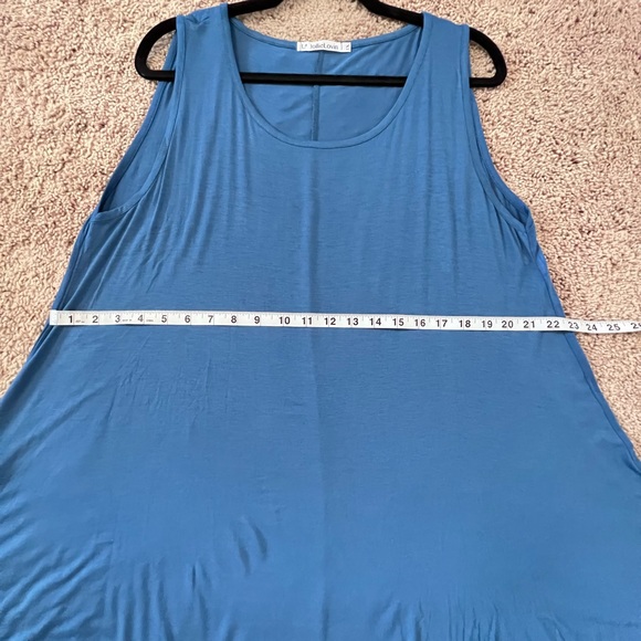 Blue Scoop Neck Tank Top Flow Swing sleeveless Dress - Picture 4 of 6